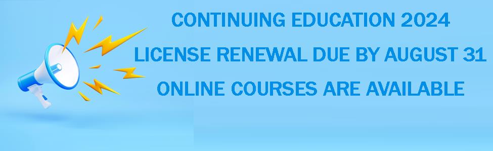 Continuing Education 2024 - Online classes now available!