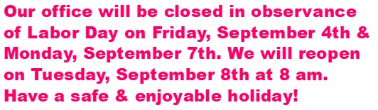 Labor Day closure