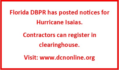 DBPR Contractor Clearinghouse - Hurricane Isaias